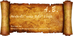 Andrássy Bálint névjegykártya